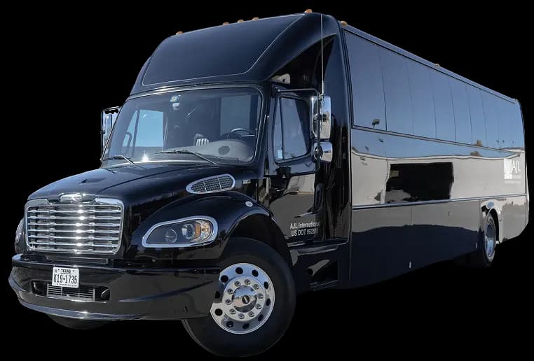 Black 36 passenger coach bus for New York group transportation