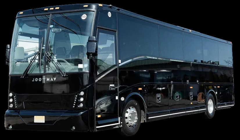 Black Van Hool 40 passenger charter bus for New York group charters