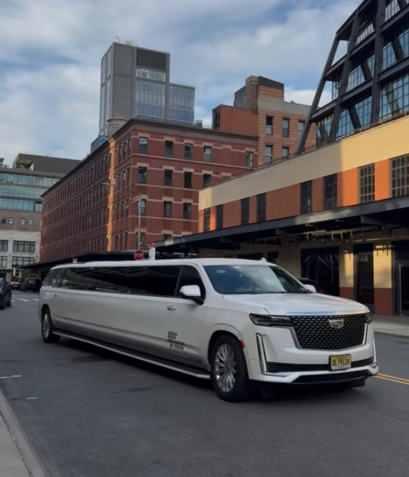 White Cadillac Escalade stretch limousine in the Meatpacking District